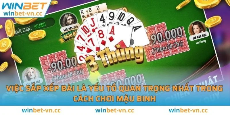 Việc sắp xếp bài là yếu tố quan trọng nhất trong cách chơi Mậu Binh