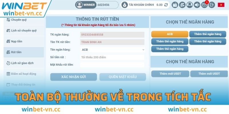 Toàn bộ thưởng về trong tích tắc, không thiếu 1 xu
